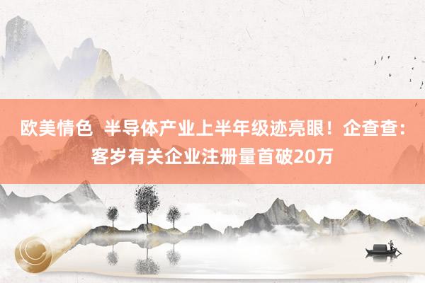 欧美情色  半导体产业上半年级迹亮眼！企查查：客岁有关企业注册量首破20万
