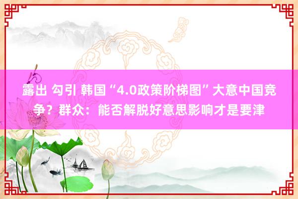 露出 勾引 韩国“4.0政策阶梯图”大意中国竞争？群众：能否解脱好意思影响才是要津