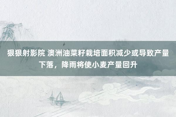 狠狠射影院 澳洲油菜籽栽培面积减少或导致产量下落，降雨将使小麦产量回升
