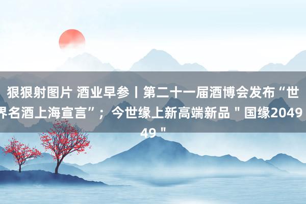 狠狠射图片 酒业早参丨第二十一届酒博会发布“世界名酒上海宣言”；今世缘上新高端新品＂国缘2049＂